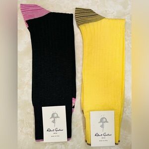 Robert Graham Black and Yellow Sock Duo (2 pair set)